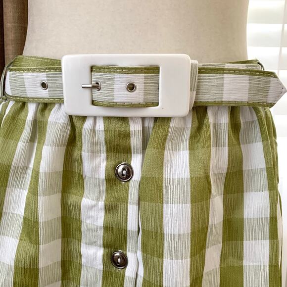 Modcloth Past But Not Least Belted Skirt in Green Checkered - Picture 5 of 10